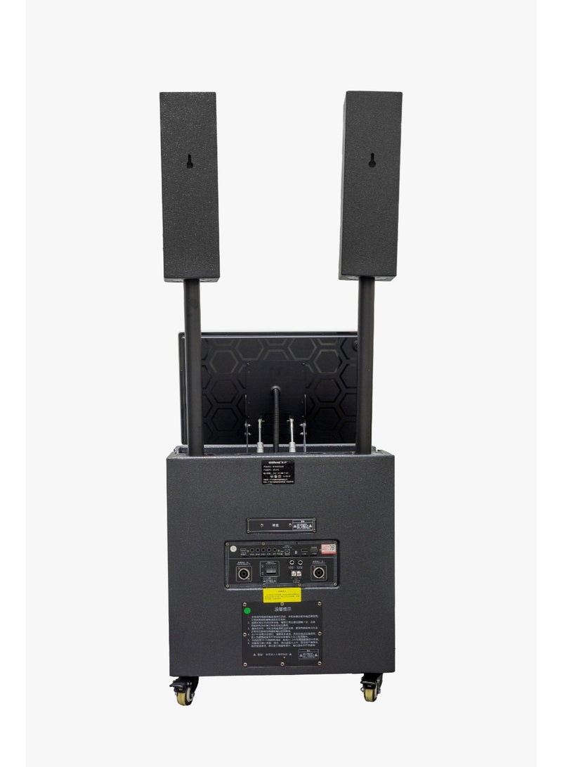 Double 8 Inch Karaoke Party Speaker with 19” Android Screen | 150W RMS Power | Wireless TWS DJ Speaker with Wheels - Image 2